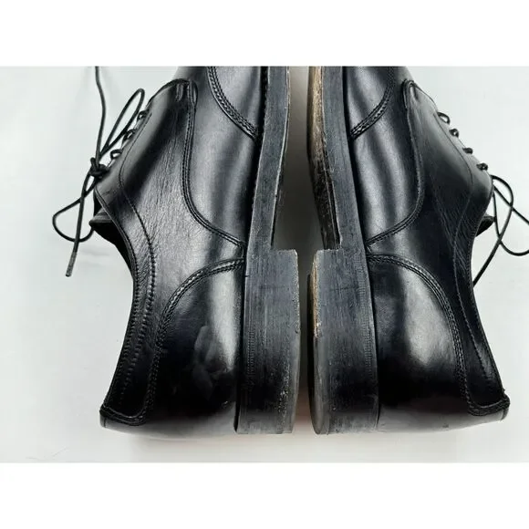 Salvatore Ferragamo Round Toe Derby Mens‎ 8.5 D Black Leather Dress Shoes Oxford
